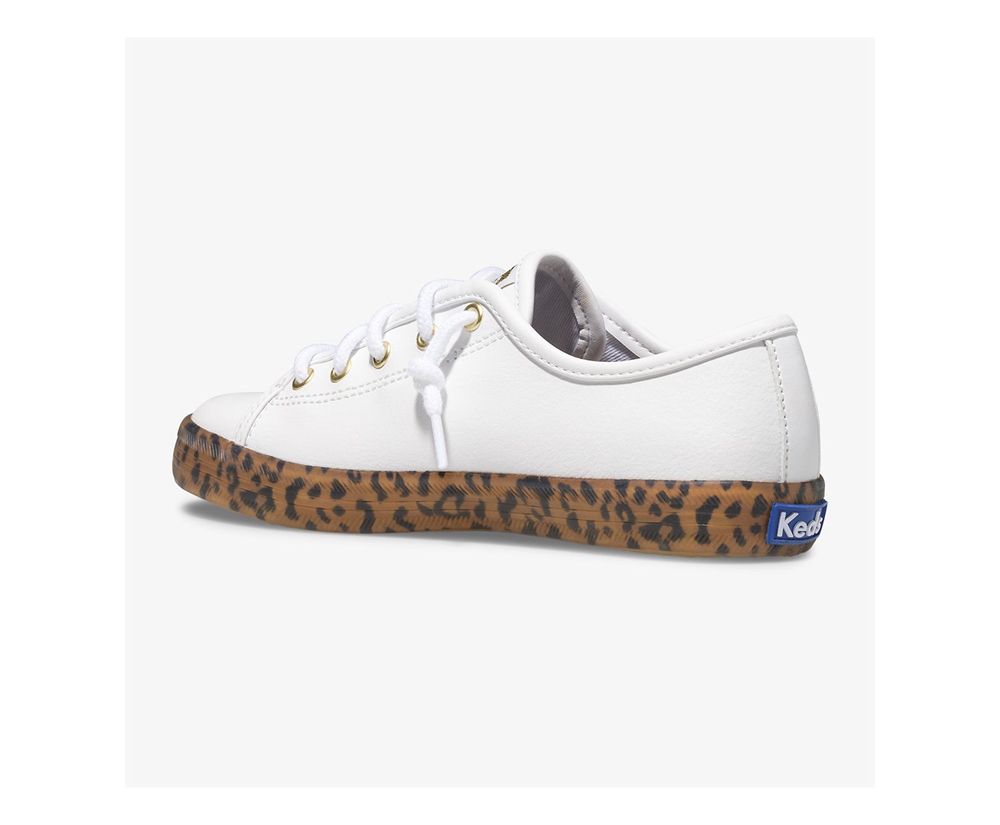 Kids Keds Sneakers - Kickstart Leopard Foxing - White - 9873-WYOFK